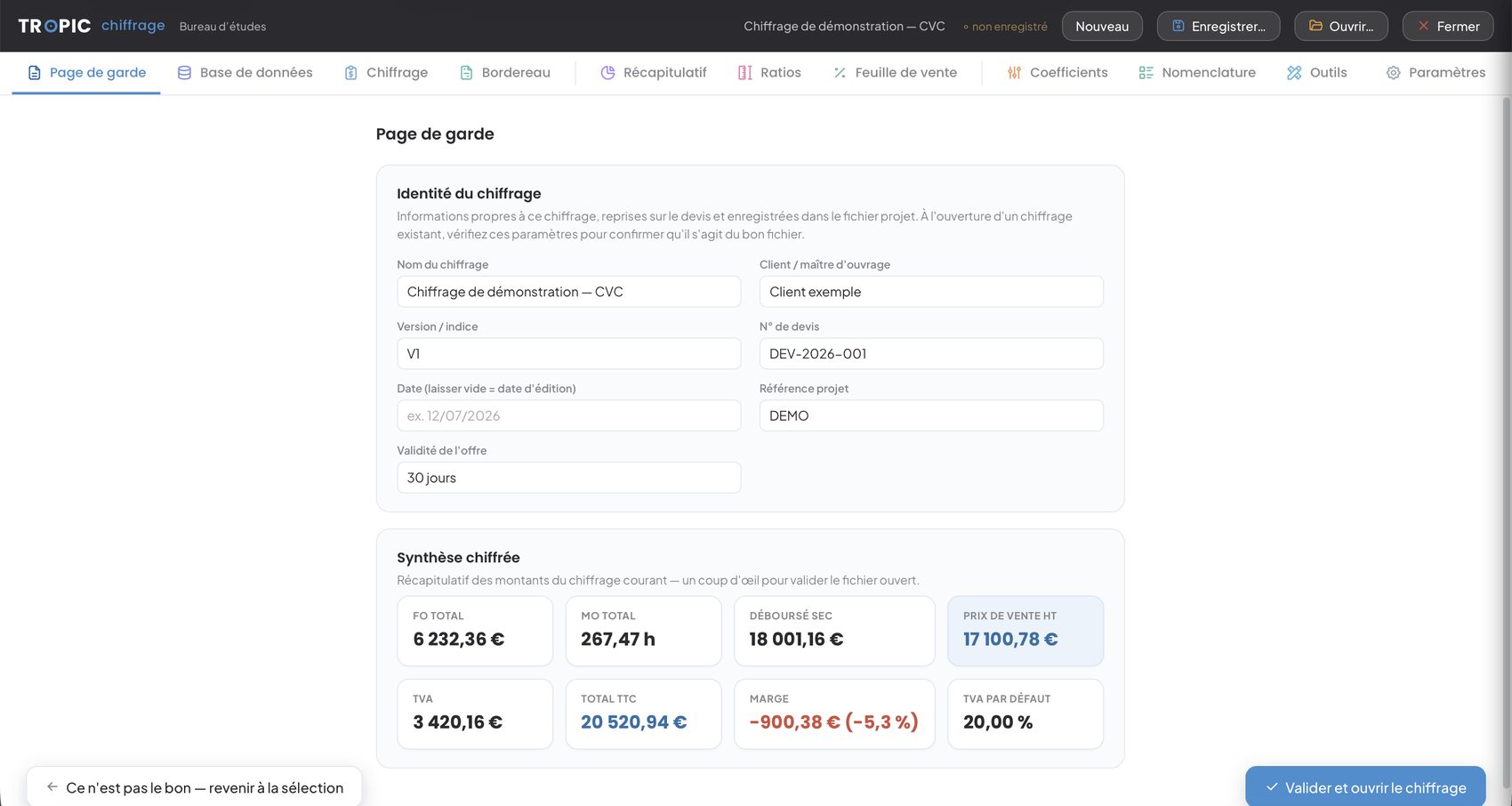 Page de garde — Tropic Chiffrage